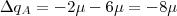 \Delta q_A = -2 \mu - 6\mu = -8\mu \Delta q_A = -2 \mu - 6\mu = -8\mu