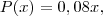 P(x)=0,08x,