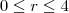 0\leq r\leq 4