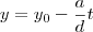 y={y}_{0}-\frac{a}{d}t