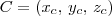 C = (x_c,\,y_c,\,z_c)