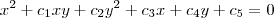 x^2 + c_1xy + c_2y^2 + c_3x + c_4y + c_5 = 0 x^2 + c_1xy + c_2y^2 + c_3x + c_4y + c_5 = 0