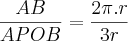 \frac{AB}{APOB}=\frac{2\pi.r}{3r}