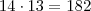14 \cdot 13 = 182