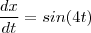 \frac{dx}{dt} = sin(4t) \frac{dx}{dt} = sin(4t)