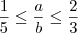 \frac{1}{5} \leq \frac{a}{b} \leq \frac{2}{3}