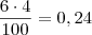 \dfrac{6\cdot 4}{100}=0,24 \dfrac{6\cdot 4}{100}=0,24