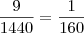 \frac{9}{1440}=\frac{1}{160}