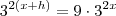 3^{2(x+h)}=9\cdot 3^{2x}