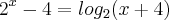 2^x - 4 = log_{2}{(x+4)}