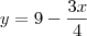 y=9-\frac{3x}{4} y=9-\frac{3x}{4}