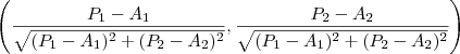 \left(\frac{P_1-A_1}{\sqrt{(P_1-A_1)^2+(P_2-A_2)^2}},\frac{P_2-A_2}{\sqrt{(P_1-A_1)^2+(P_2-A_2)^2}}\right)