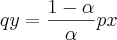 qy=\frac{1-\alpha}{\alpha}px