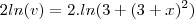 2ln(v)=2.ln(3+(3+x)^2)