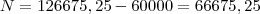 N=126675,25-60000=66675,25 N=126675,25-60000=66675,25