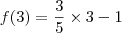 f(3)=\dfrac{3}{5}\times3-1