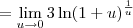 = \lim_{u\to 0}3\ln(1 + u)^\frac{1}{u}