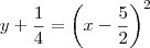 y+\frac{1}{4}=\left(x-\frac{5}{2}\right)^2