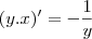 (y.x)'=-\frac{1}{y}