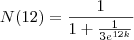 N(12)=\frac{1}{1+\frac{1}{{3e}^{12k}}}
