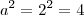 a^2=2^2=4 a^2=2^2=4
