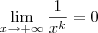 \lim_{x\to +\infty}\frac{1}{x^k} = 0