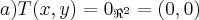 a)T(x,y)={0}_{{\Re}^{2}}=(0,0) a)T(x,y)={0}_{{\Re}^{2}}=(0,0)