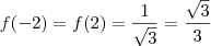 f(-2) = f(2) = \frac{1}{\sqrt{3}} = \frac{\sqrt{3}}{3}
