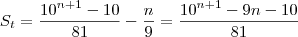 S_t = \frac{10^{n+1} - 10}{81} - \frac{n}{9} = \frac{10^{n+1}-9n-10}{81}