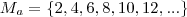 M_a = \{ 2, 4, 6, 8, 10, 12, ... \}