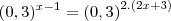 (0,3)^{x-1}=\left(0,3\right)^{2.(2x+3)}