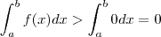 \int_a^b f(x) dx > \int_a^b 0 dx = 0 \int_a^b f(x) dx > \int_a^b 0 dx = 0