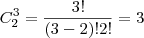 C_2^3 = \frac{3!}{(3-2)!2!} = 3