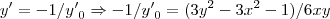 y'=-1/{y'}_{0}\Rightarrow -1/{y'}_{0}=(3{y}^{2}-3{x}^{2}-1)/6xy