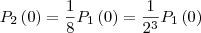 P_{2}\left ( 0 \right )= \frac{1}{8}P_{1} \left ( 0 \right ) = \frac{1}{2^{3}}P_{1} \left ( 0 \right ) P_{2}\left ( 0 \right )= \frac{1}{8}P_{1} \left ( 0 \right ) = \frac{1}{2^{3}}P_{1} \left ( 0 \right )
