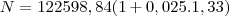 N=122598,84(1+0,025.1,33) N=122598,84(1+0,025.1,33)