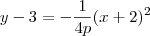 y - 3 = -\frac{1}{4p}(x+2)^2