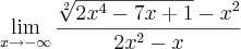 \lim_{x\rightarrow -\infty} \frac{\sqrt[2]{2{x}^{4}-7x+1}-{x}^{2}}{2{x}^{2}-x}