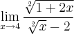 \lim_{x \rightarrow 4} \frac{ \sqrt[2]{1+2x}}{\sqrt[2]{x}-2}