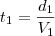 {t}_{1}=\frac{{d}_{1}}{{V}_{1}}