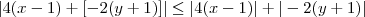 |4(x-1) + [-2(y+1)]| \leq |4(x-1)| + |-2(y+1)|