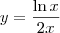 y = \frac{\ln{x}}{2x}