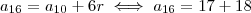 a_{16} = a_{10} + 6r \iff a_{16} = 17 + 18 a_{16} = a_{10} + 6r \iff a_{16} = 17 + 18