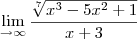 \lim_{\rightarrow\infty} \frac{\sqrt[7]{x^3-5x^2+1}}{x+3}