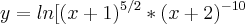 y=ln[(x+1)^{5/2}*(x+2)^{-10}