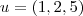 u = (1,2,5) u = (1,2,5)