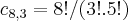 {c}_{8,3}=8!/(3!.5!)