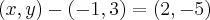 (x,y)-(-1,3)=(2,-5) (x,y)-(-1,3)=(2,-5)