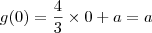 g(0)=\dfrac{4}{3} \times0 +a=a