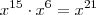 x^{15} \cdot x^6 = x^{21} x^{15} \cdot x^6 = x^{21}